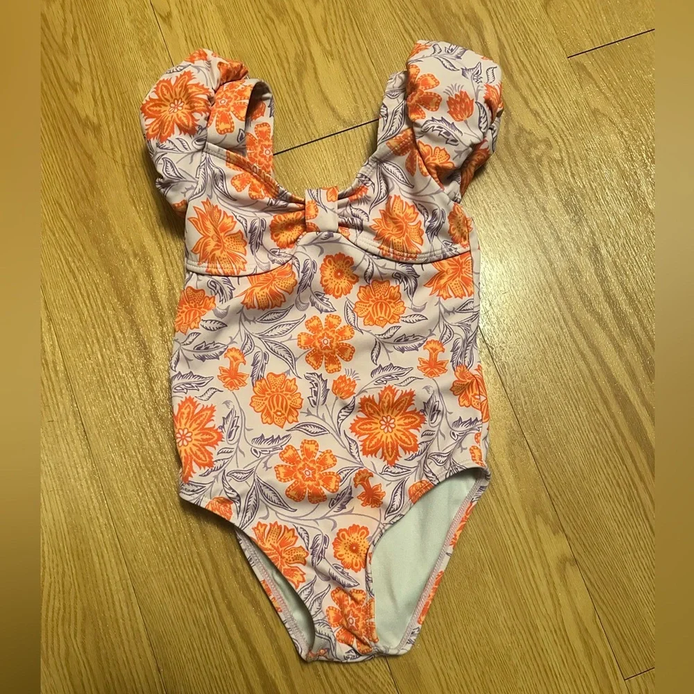 Janie and Jack Orange Floral One-Piece Swimsuit